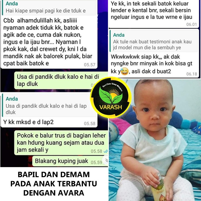 batuk pilek bapil terbantu minyak varash avara oil