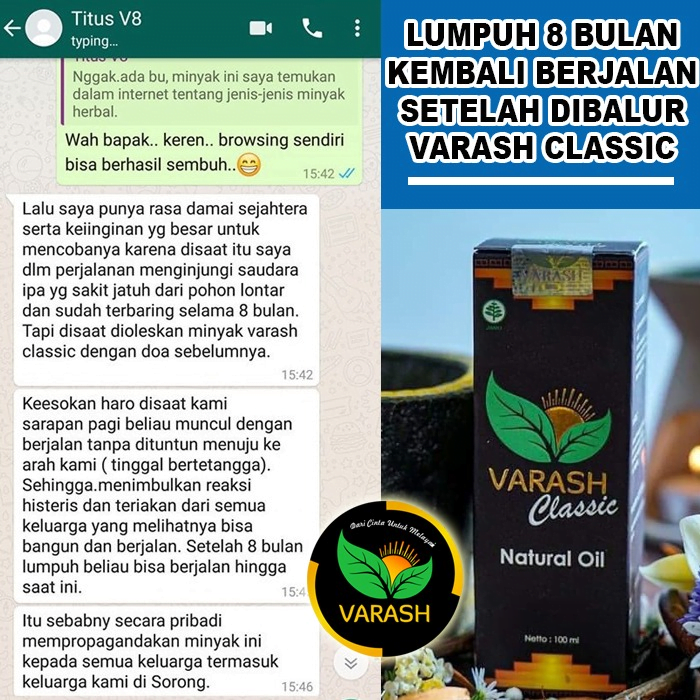lumpuh 8 bulan terbantu varash natural classic oil